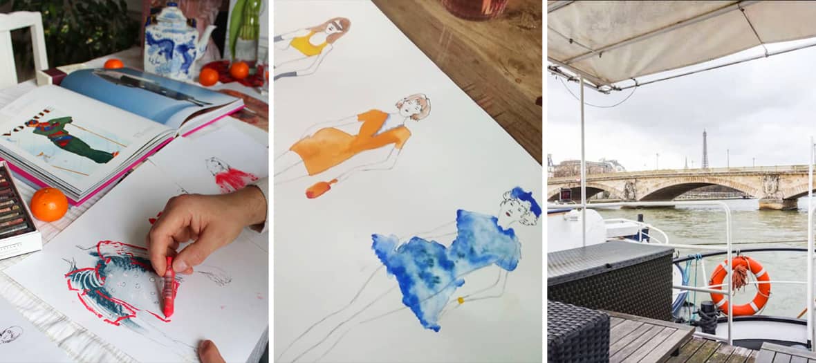 l'Atelier Fashion Design sur une p&eacute;niche pr&egrave;s du Pont de l'Alma &agrave; Paris. 