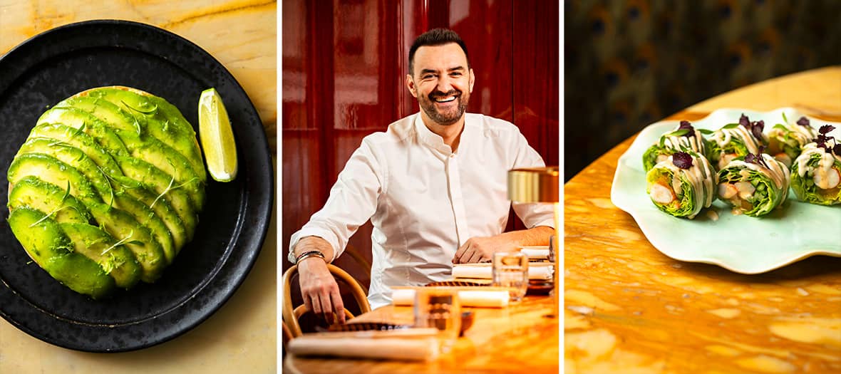 Plats raffin&eacute;s, sushi rolls et chef Cyril Lignac au Bar des Pr&eacute;s, restaurant franco-japonais &agrave; Paris.