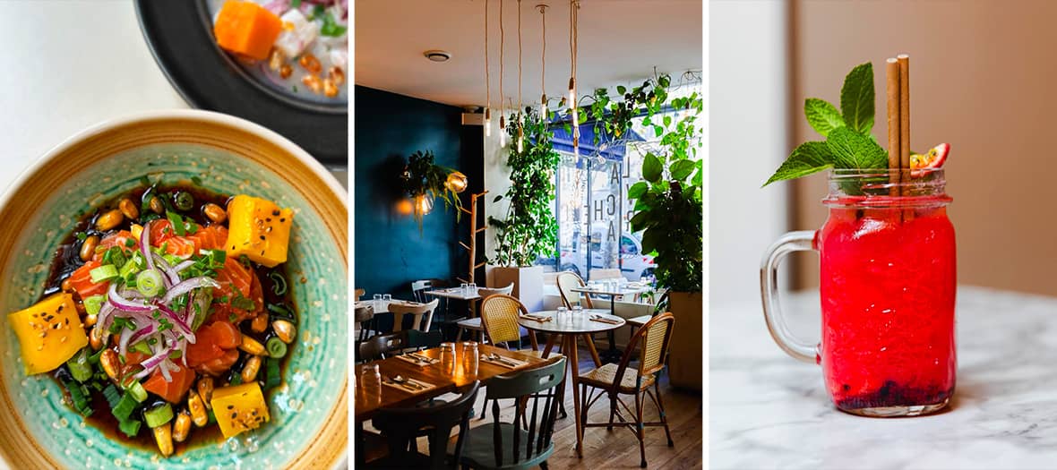 Bol color&eacute; de ceviche chez La Cevicheria, restaurant p&eacute;ruvien moderne &agrave; Paris.