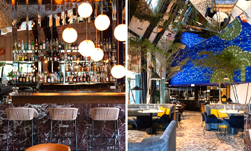  the  festive decor of the trendy Italian restaurant of the 16th