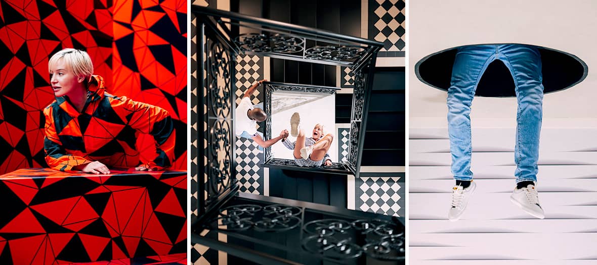 Scènes interactives et installations artistiques du Paradox Museum Paris, musée insolite proposant des expériences immersives et originales pour tous les âges.